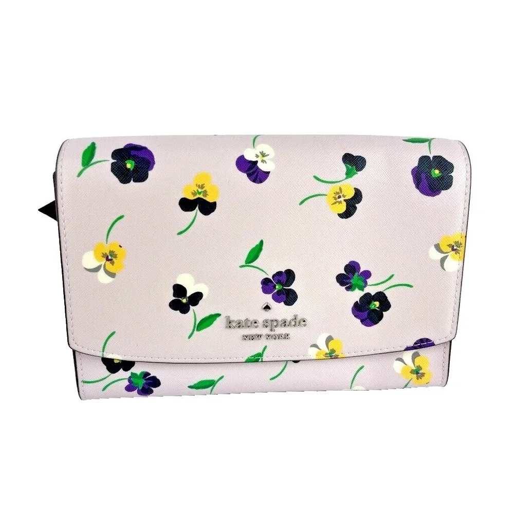 Kate Spade New York Carson Saffiano Leather Pansy Toss Crossbody Bag NWT $299